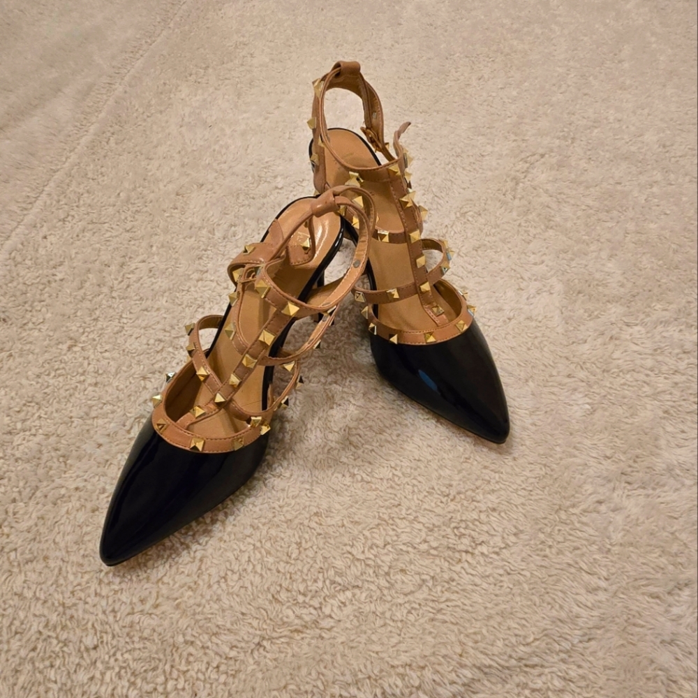 Nicole Miller black stud heels